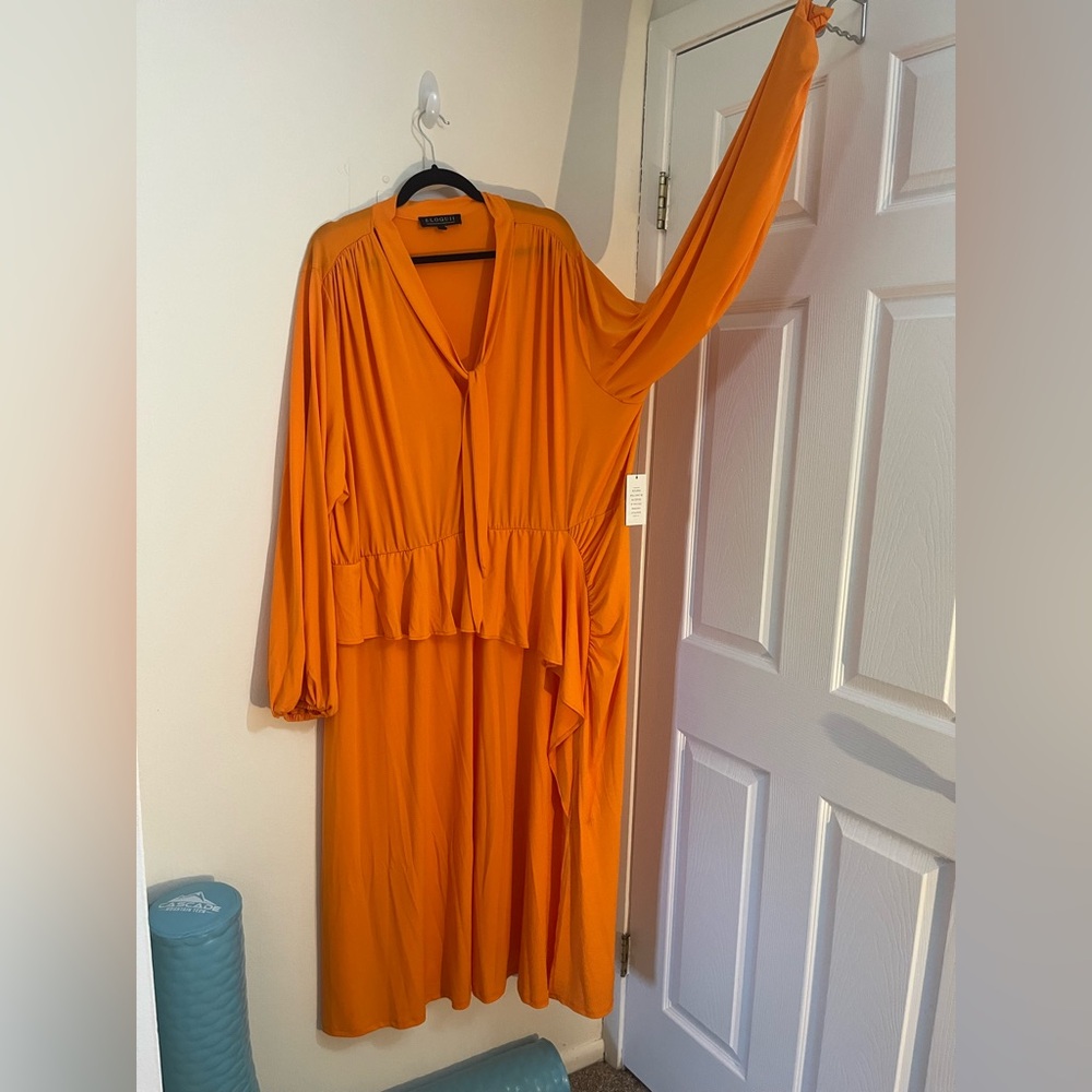 ELOQUII Long Sleeve Ruffled Dress